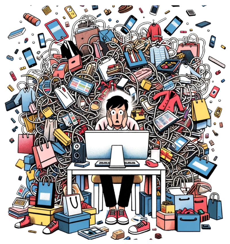 Image depicting the madness of online shopping